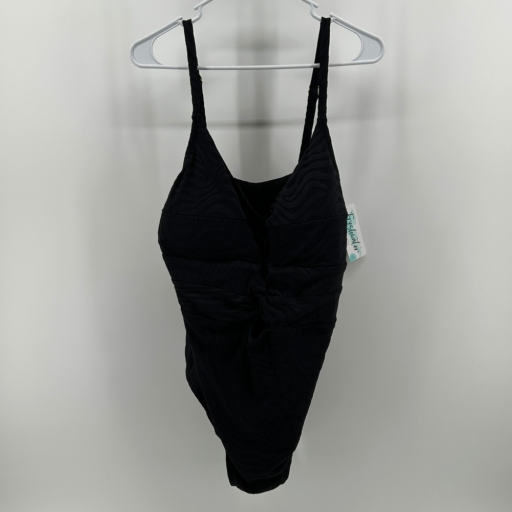 Freshwater Zebra Black Textured Cutout One Piece Swimsuit 2X NWT Resort Beach